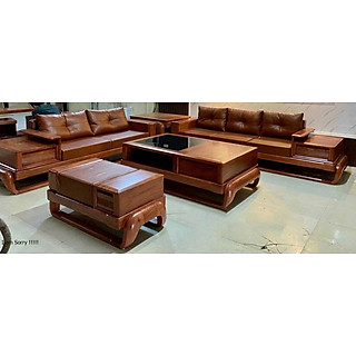 Bộ bàn ghế phòng khách, sofa gỗ hương chân đùi gà mẫu hiện đại , góc L 3m10 x 250- Đồ Gỗ Mạnh Hùng