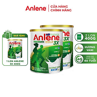 Combo 2 Sữa Bột Anlene Gold Movepro 3X Hương Vanilla (Hộp Thiếc 400g) + tặng 1 lon cùng loại (date 07/2025)