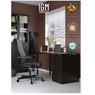 Bàn Huchu 1 Hộc Tủ Đen Chất Liệu Gỗ MDF Phủ Melamine/ Gỗ cao su Cao Cấp