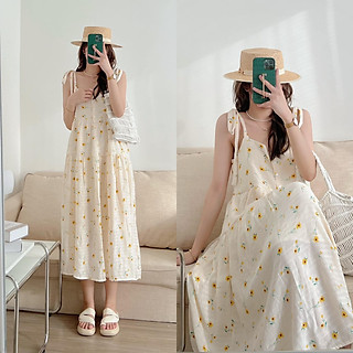 Đầm 2 dây vai nơ babydoll hoa nhí ulzzang tiểu thư