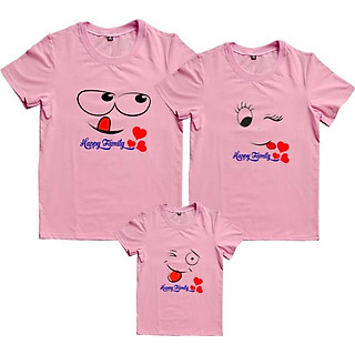 Áo Thun Gia Đình Happy Family Màu Hồng