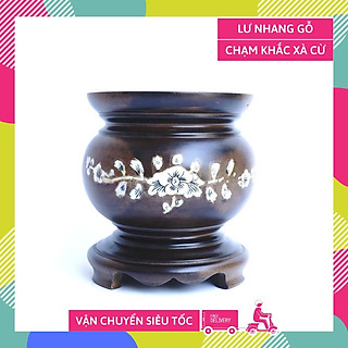 Lư hương cắm nhang bát hương lư nhang gỗ chạm xà cừ cao cấp - Nhiều cỡ
