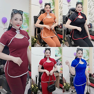 TAK02.Sét bộ cổ tàu trơn mặc tết đi chơi dễ thương 3 size từ 40 kg đến 65 kg