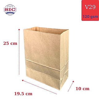 100 CHIẾC TÚI GIẤY KRAFT V29: 19.5x10x25cm KHÔNG QUAI ( ẢNH THẬT)