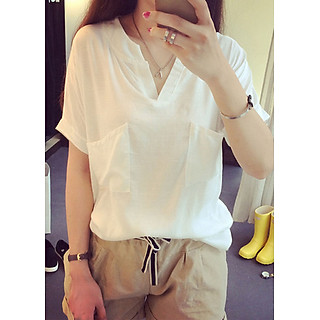 Áo sơ mi nữ form rộng LHAstore, chất thô đũi, thời trang trẻ