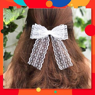 Kẹp / Buộc Tóc Nơ Ren 2 Tầng Bản To