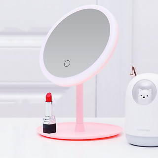GƯƠNG TRANG ĐIỂM ĐỂ BÀN GẮN ĐÈN LED TRÊN GƯƠNG VỚI 3 CHẾ ĐỘ ÁNH SÁNG CHO HÌNH ẢNH CHÂN THẬT, THÂN BẰNG NHỰA CỨNG CÁP, DỄ LẮP ĐẶT VÀ DI CHUYỂN - HÀNG LOẠI 1