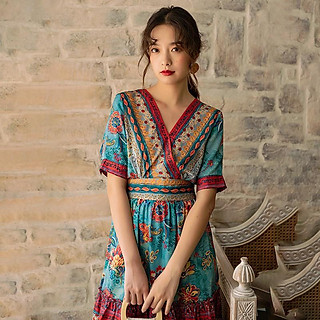 Váy Đi Biển, Du Lịch Phong Cách Boho Vintage ( V06 )