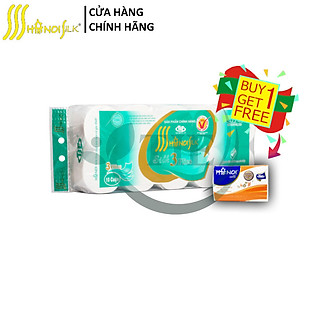 Giấy vệ sinh HÀ NỘI SILK 3 lớp Xanh Không Lõi Cao Cấp (Tặng Khăn giấy rút lụa Hà Nội 150 tờ)
