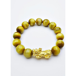 Vòng Tay Tỳ Hưu Đá Opal Mắt Hổ Vàng Tự Nhiên 12mm