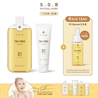 Combo dưỡng ẩm S.O.B - Toner cấp ẩm sáng da 300ml và Kem dưỡng ẩm 50ml