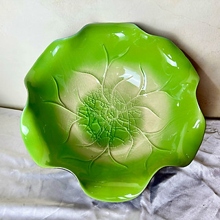 Bát Thả Hoa Sen Bát Tụ Lộc "Minh Đường Tụ Thủyin Men Thủy Tinh Xanh Bát Tràng