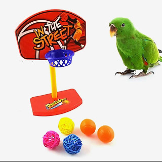 1 bộ đồ chơi bóng rổ huấn luyện cho vẹt, trẻ em