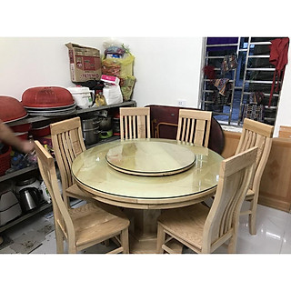 Bộ Bàn Ăn Tròn Xoay Mâm Gỗ Sồi Nga