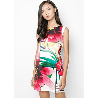 Đầm Suông hoa in 3D tay 2 lớp