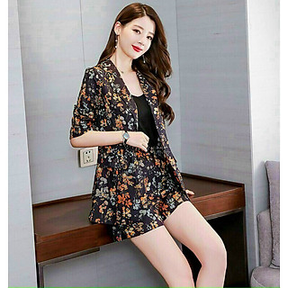 SET BỘ VEST 3 MÓN HOẠ TIẾT TAY LỠ CAO CẤP