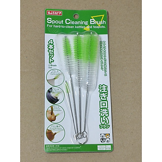 bộ 4 cọ vệ sinh rửa vòi ấm trà, cà phê, lọ chai, đầu ty ngậm bình sữa, lưỡi máy xay sinh tố ( tặng móc dán tường to )