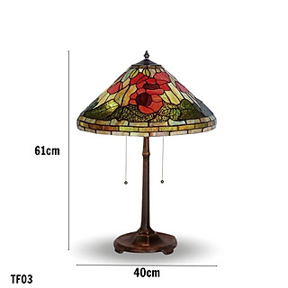 Đèn bàn Tiffany họa tiết ghép mảnh nhiều màu phong cách tân cổ điển TF03