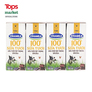 Lốc 4 Sữa Vinamilk 100% Socola 180ML