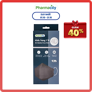 Khẩu trang 4D Pharmacity - Màu Xám (Hộp 10 cái)