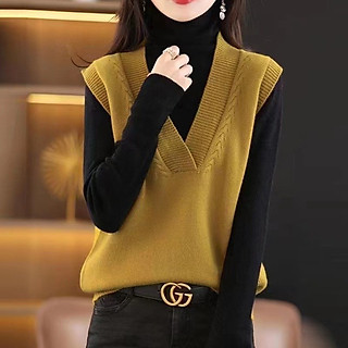 Áo gile nữ trơn cổ V chất đẹp, Gile trơn basic phong cách Hàn Quốc Gl08