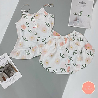Đồ bộ pijama - Đồ mặc nhà - Bộ Lụa Hai Dây Cúc Bèo ( Có size)