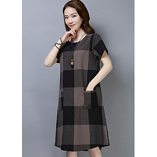 Đầm suông form rộng caro 5D0411