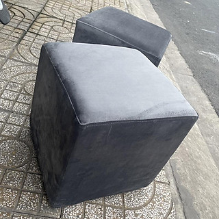 Bộ 2 ghế đôn vuông vải Nhung xám - Ghế đôn sofa Bed giá rẻ