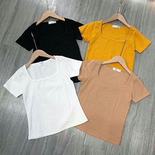 Áo thun nữ cổ vuông hàng mát mịn đẹp