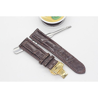 Dây Da Đồng Hồ Khóa Bướm Da Cá Sấu Kèm Khóa Bướm Gập Cao Cấp, BH 6 Tháng