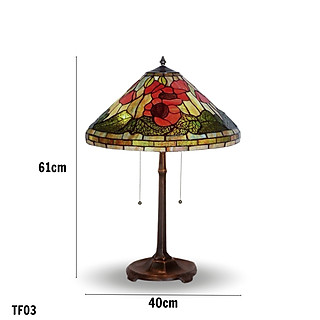 Đèn bàn Tiffany họa tiết ghép mảnh nhiều màu phong cách tân cổ điển TF03