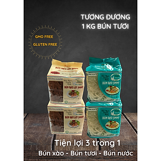 Bộ 2 gói bún gạo + 2 gói bún gạo lứt Jimmy - Bún ngon thượng hạng - Tiện lợi 3 trong 1: Bún xào, bún tươi, bún nước