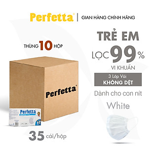 Khẩu trang 3 lớp Perfetta Trẻ Em Trắng/Xanh (35 Cái/Hộp)