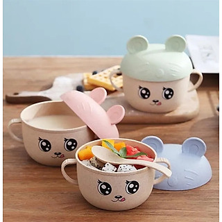 Bát ăn dặm lúa mạch cho bé có nắp đậy kèm thìa - HENRYSA