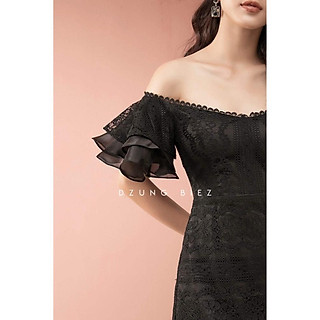 QUẢNG CHÂU Đầm ren trễ vai, form chữ A xinh xắn đi dự tiệc Stella CAO CẤP