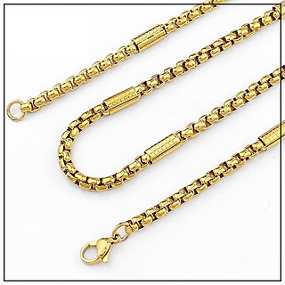 Dây Chuyền Nam Inox Bọc Khoanh Màu Vàng Không Đen Thép Không Gỉ- DCNAQC02