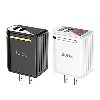 CÓC SẠC NHANH 2 CỔNG USB 2.4A HOCO C39 - MÀN HÌNH LED - MÀU ĐEN/ TRẮNG - HÀNG CHÍNH HÃNG