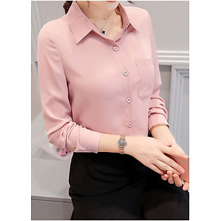 Áo sơ mi công sở hồng có túi ngực - ACS08