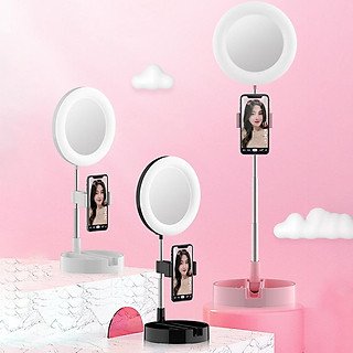 Gương trang điểm có đèn Led Livestream G3 tích hợp giá đỡ và kẹp điện thoại cao cấp