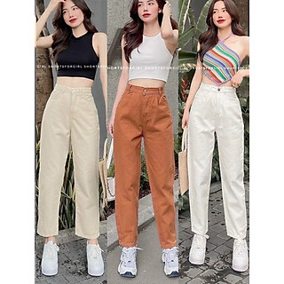 Quần baggy kaki jean nữ lưng cao chất kaki co giãn cao cấp