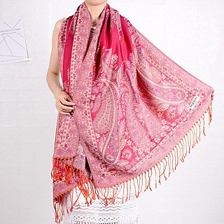 KHĂN CHOÀNG CỔ PASHMINA THỔ CẦM HOA HỒNG 08