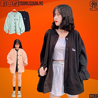 Áo Khoác Cardigan Nỉ Bông Thêu Chó Form Rộng Chất Áo Khoác Nỉ Nữ Cardigan Nữ Cài Nút THÊU CHÓ