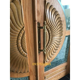 Tay nắm cửa gỗ kèm khóa đồng đúc nguyên khối