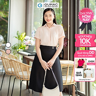 Áo sơ mi nữ tay ngắn lai lật nẹp giấu nút công sở thanh lịch thời trang GUMAC AD07025