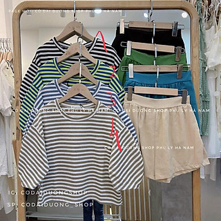 set áo kẻ kèm quần sooc