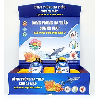 ￼Viên uống Đông trùng hạ thảo Sụn cá mập Canxi nano MK7 - Hộp 2lọ x 30 viên, Vinaphar