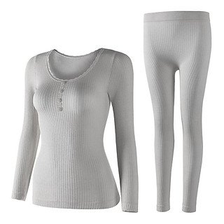 Cổ Tròn Nữ Cotton Nhiệt Đồ Lót Quần Áo Cotton Nhiệt Cho Nữ Nhiệt Bộ Dài Johns Ấm Phù Hợp Với Màu Dùng Thân Thiết - one size 40-65kg