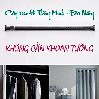 size dài T7 (dao động từ 2.11m ~ 2.51m) - Cây treo quần áo gắn tường KHÔNG KHOAN, Thanh treo Đa Năng