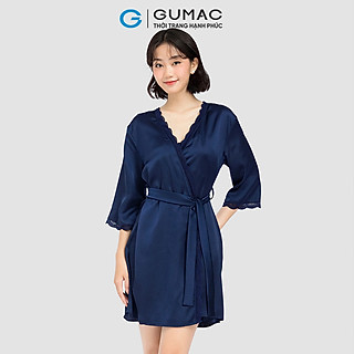 Áo khoác ngủ nữ GUMAC nhiều màu dáng dài buộc eo chất liệu lụa AC10059