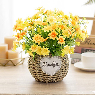 Hoa Trang Trí - Giỏ Hoa Giả Mây I LOVE U Cắm Sẵn Nhiều Mẫu Trang Trí Để Bàn Mã ML-001